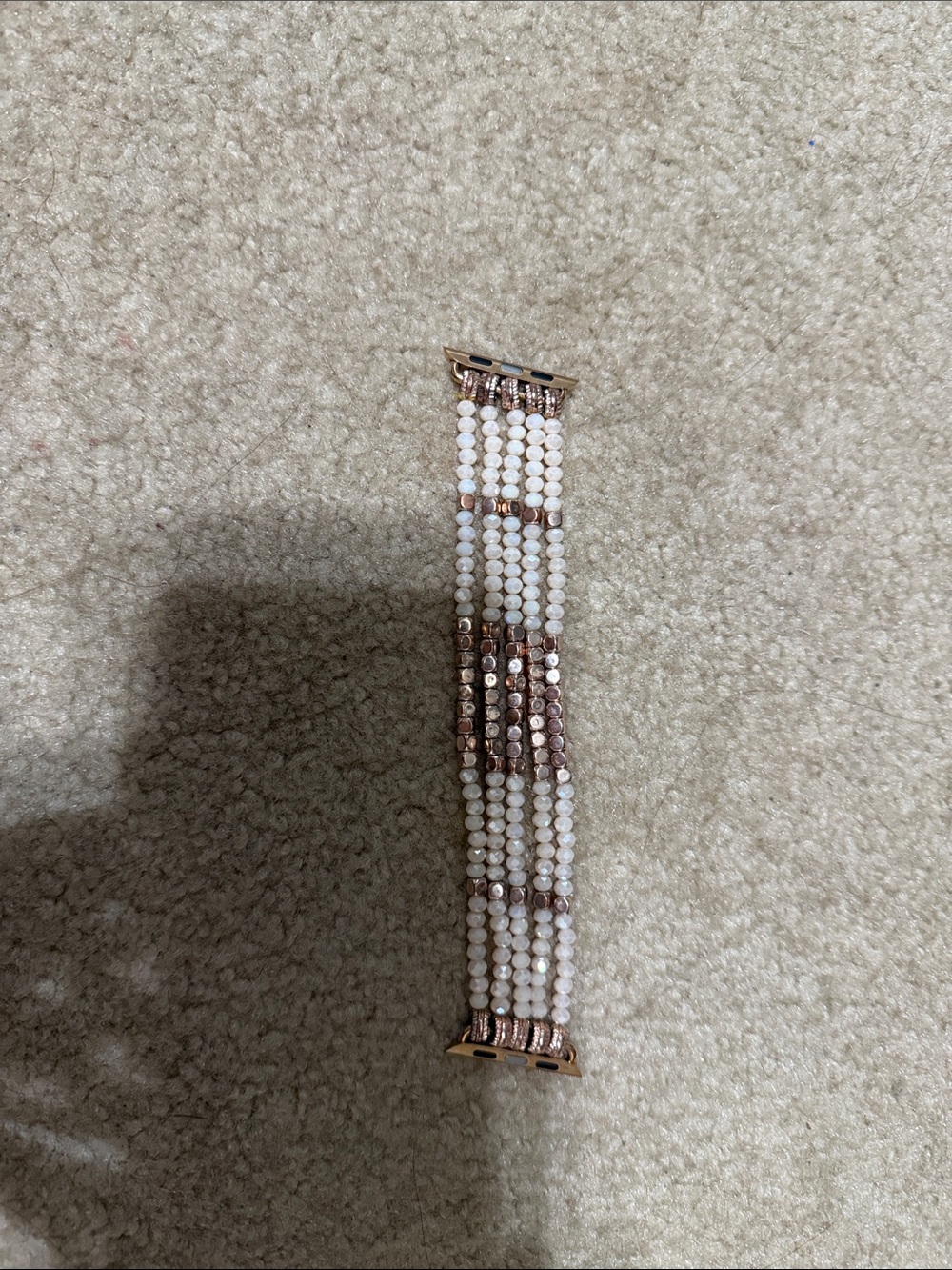Beaded Rose Gold and White Apple Watch Band